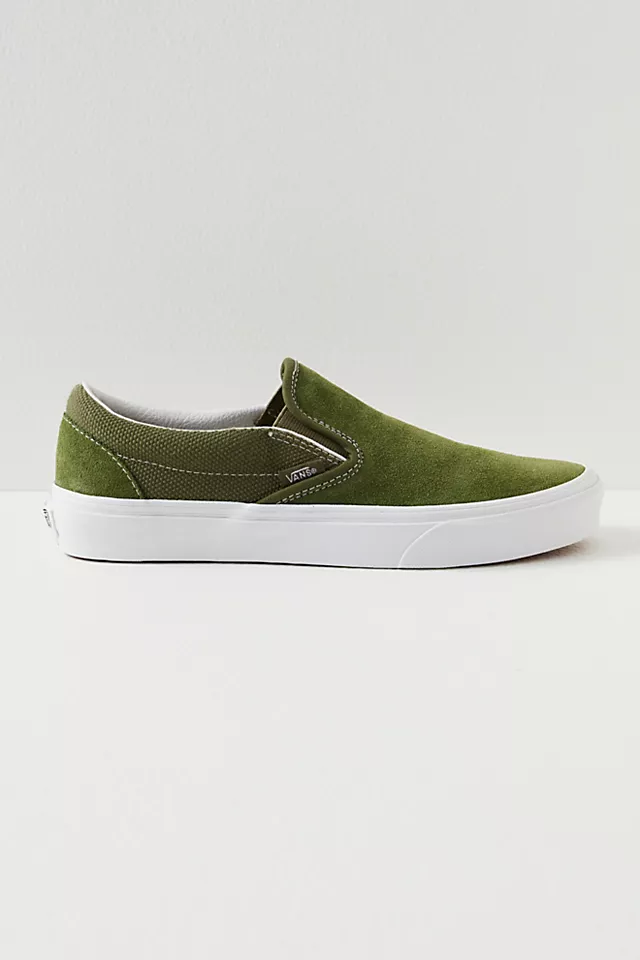 Classic Textured Slip-on Sneakers Textured Olive