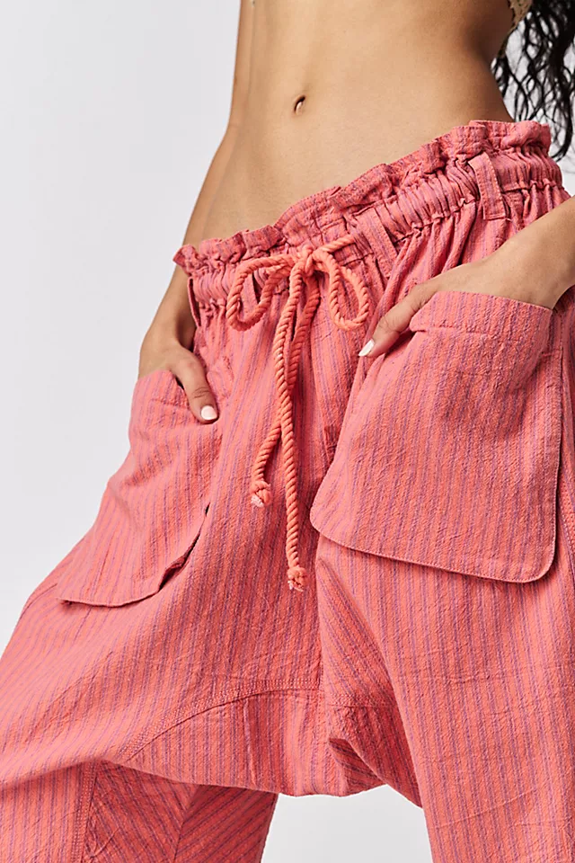 Runyon Oversized Stripe Pants Coral Combo