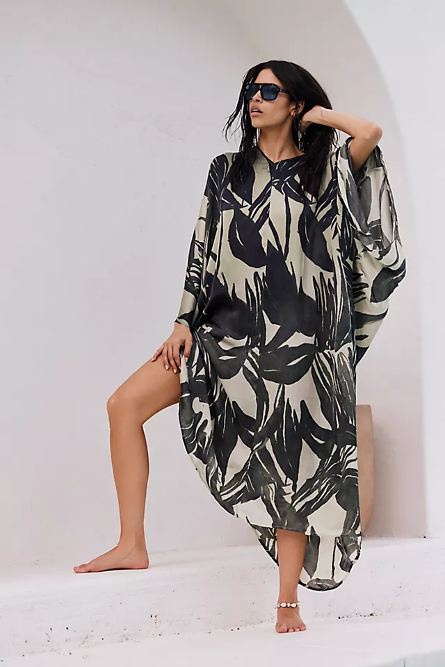 Palm Shadow Maxi Kaftan Jungle Combo