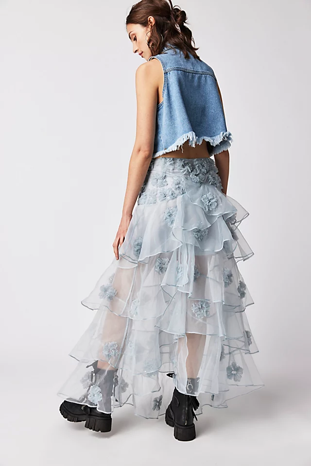 LoveShackFancy Grover Skirt Glacier Blue