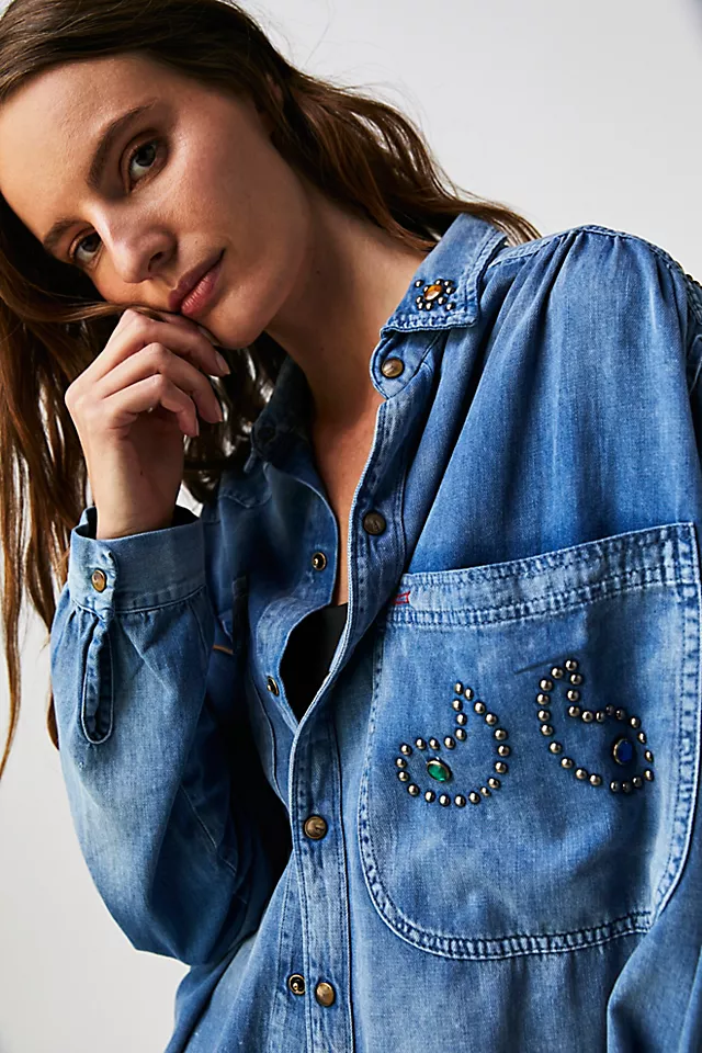 Dr. Collectors Roy Rogers Studs & Rhinestones Shirt Stone Wash