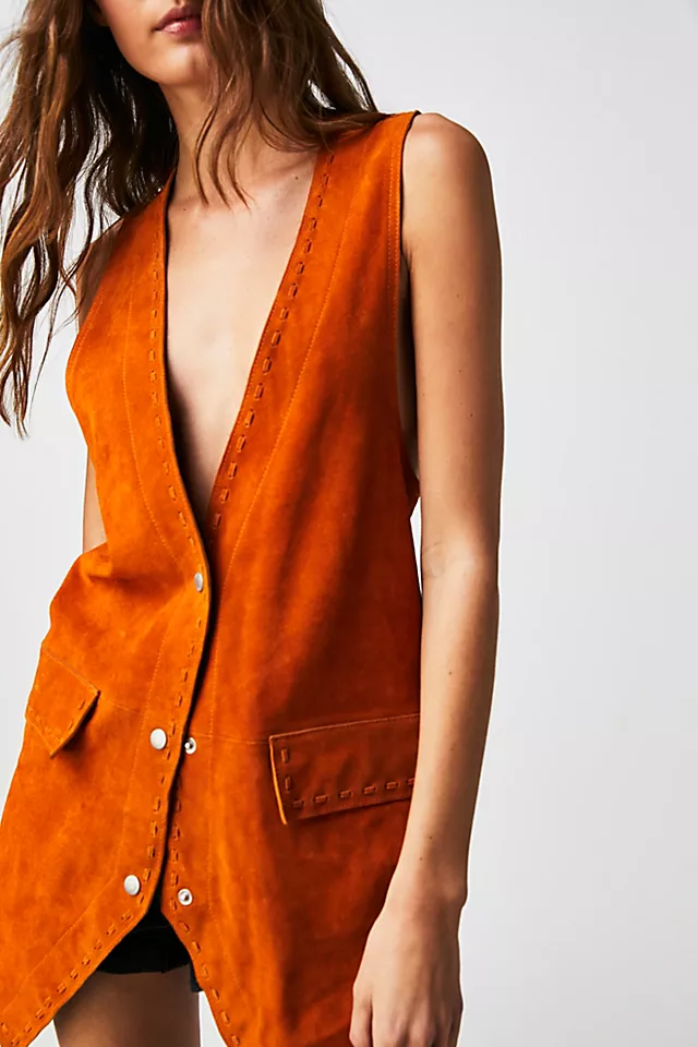 Low Rider Suede Vest Orange Lily