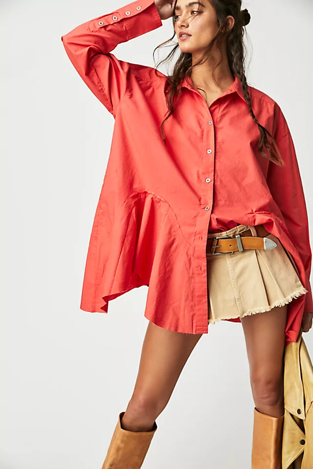 Freya Poplin Tunic Coral Bright