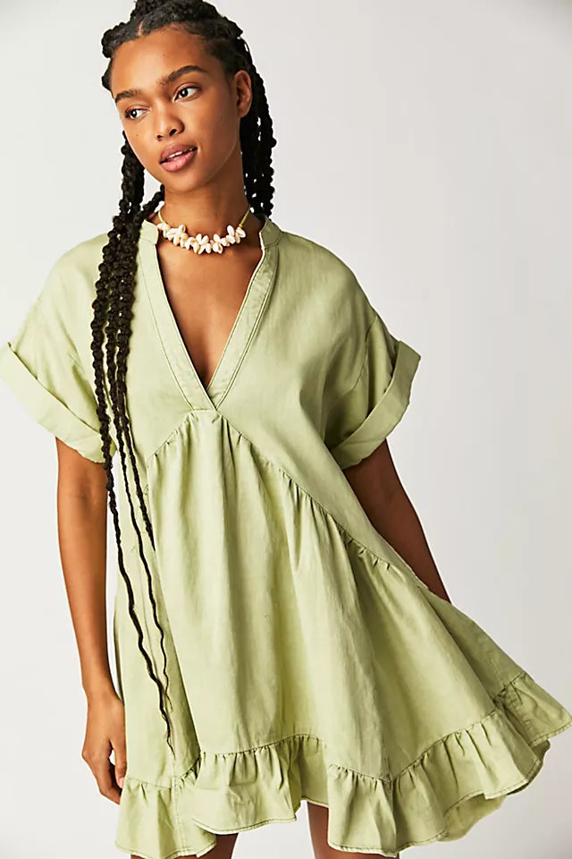 Agnes Denim Dress Sage Mint