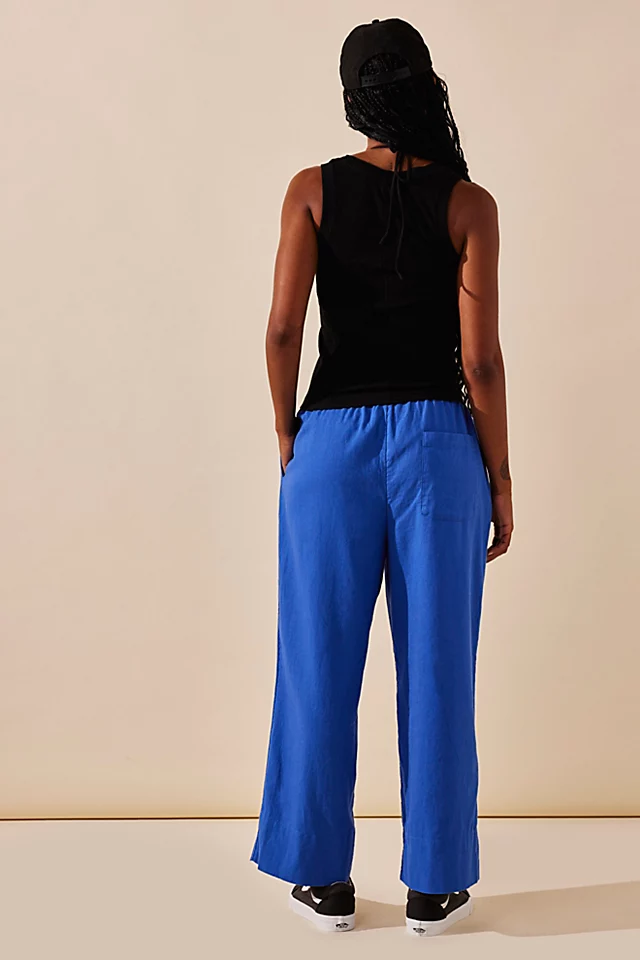 Livin' In It Cotton-Linen Pants Mazarine