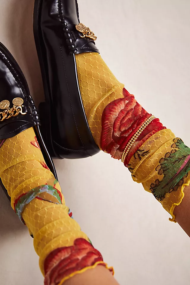 Molly's Garden Sheer Socks Yellow