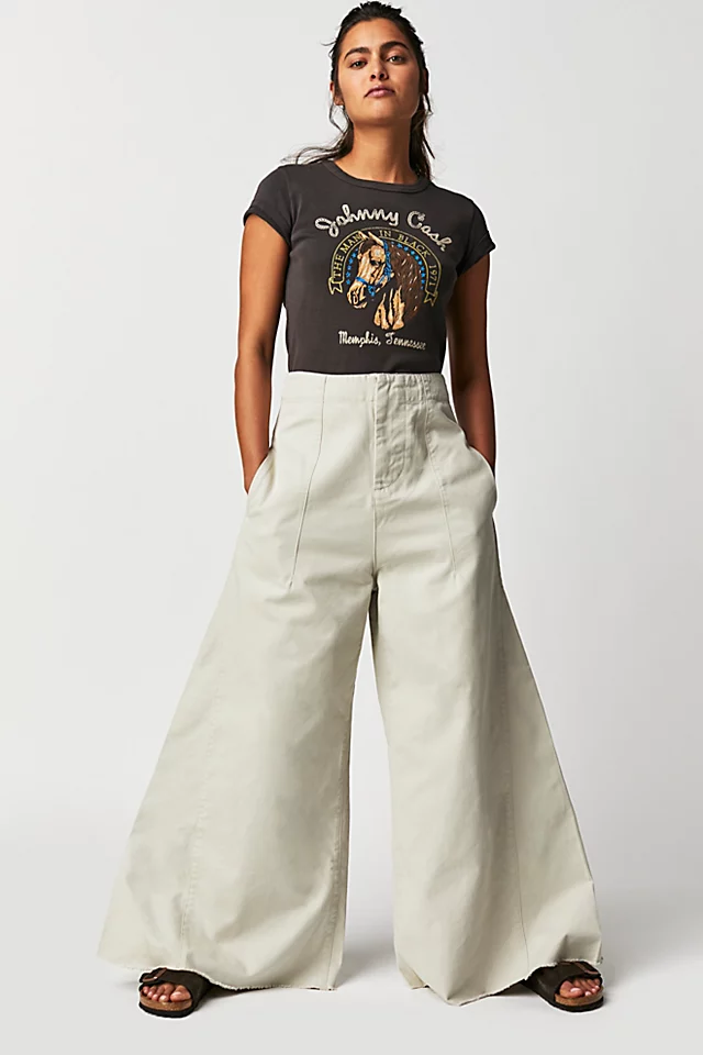Sandrine Rose Paneled Wide-Leg Pants Neutral