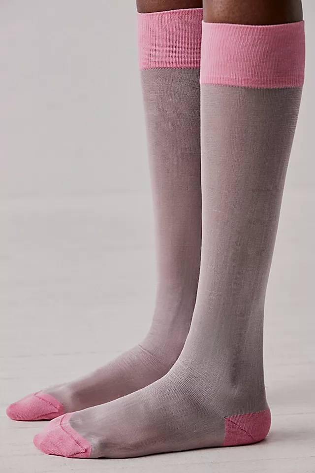 Maria La Rosa Solid Sheer Socks Rosa Antico