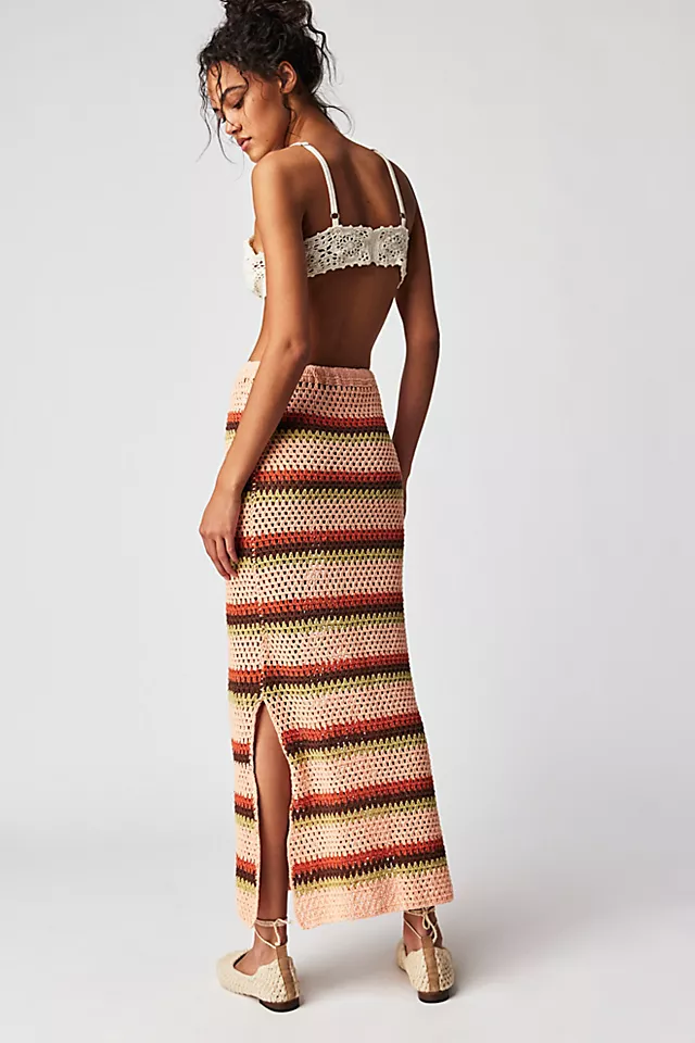 Flook Crochet Stripe Skirt Multi