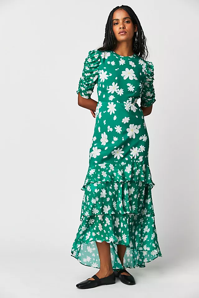 RIXO Evelyn Dress Green Daisy Dream