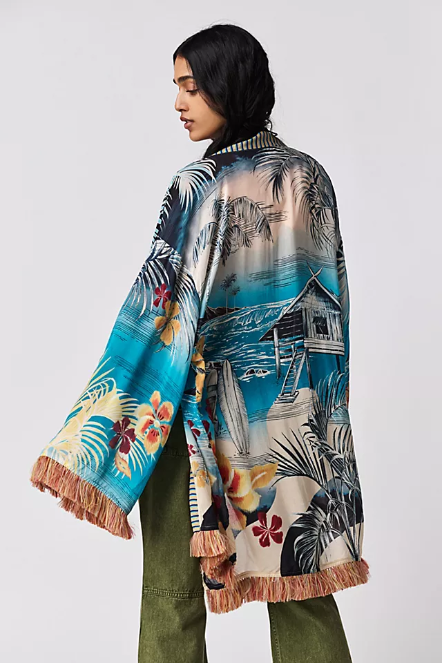 Juana Print Fringe Kimono Multi