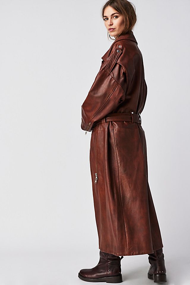 Paris Bank Moto Trench Cognac Wax