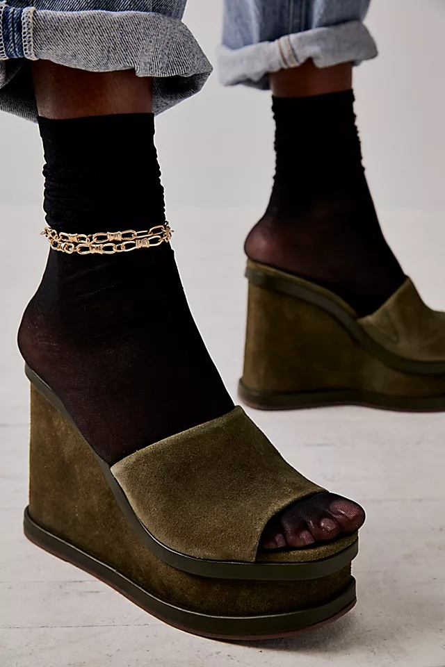 Dalle Platform Wedge Heels Military Green