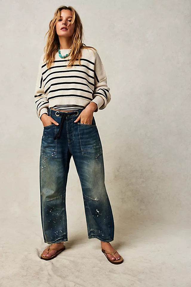 Moxie Pull-On Barrel Jeans Timeless Blue