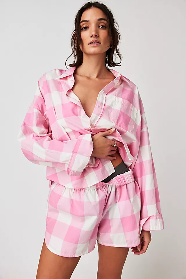 Denimist Plaid Shorts Pink / Ecru