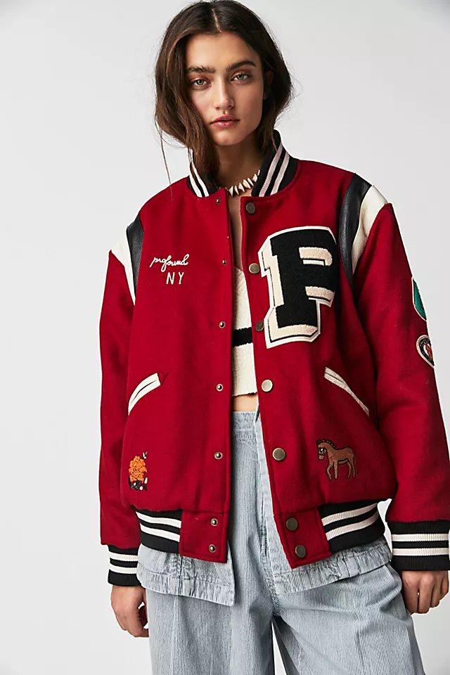 Profound Letterman Varsity Jacket Red