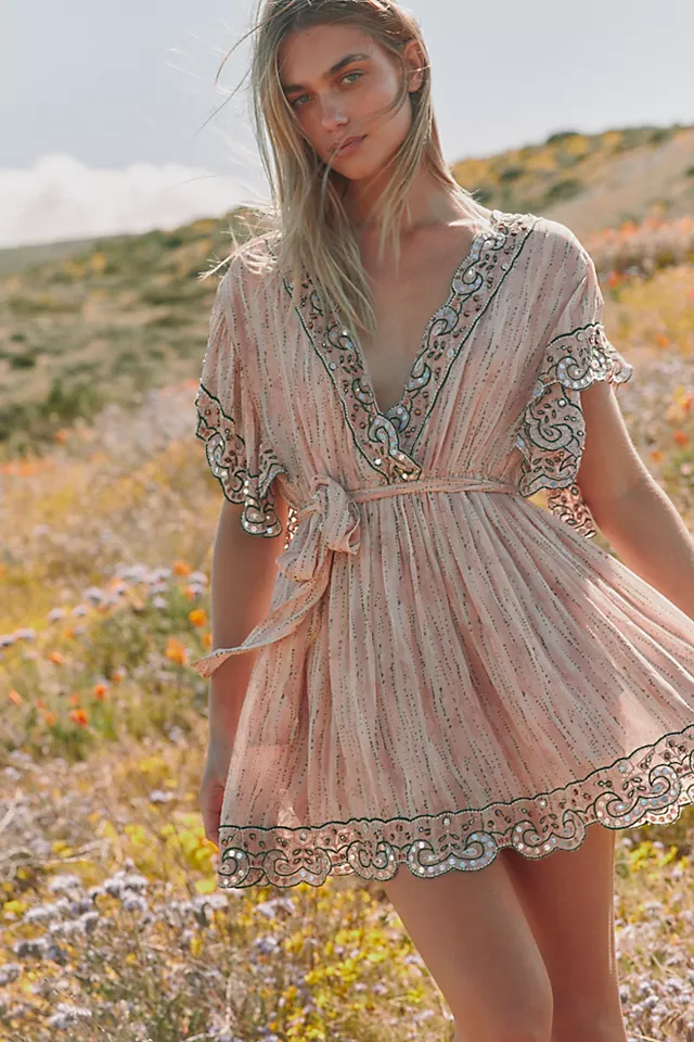 Ollari Mara Mini Dress Ivory Blush