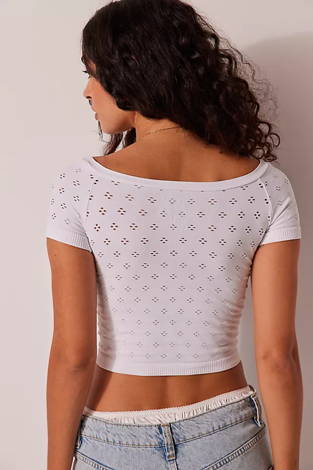 Eyelet Seamless Baby Tee White