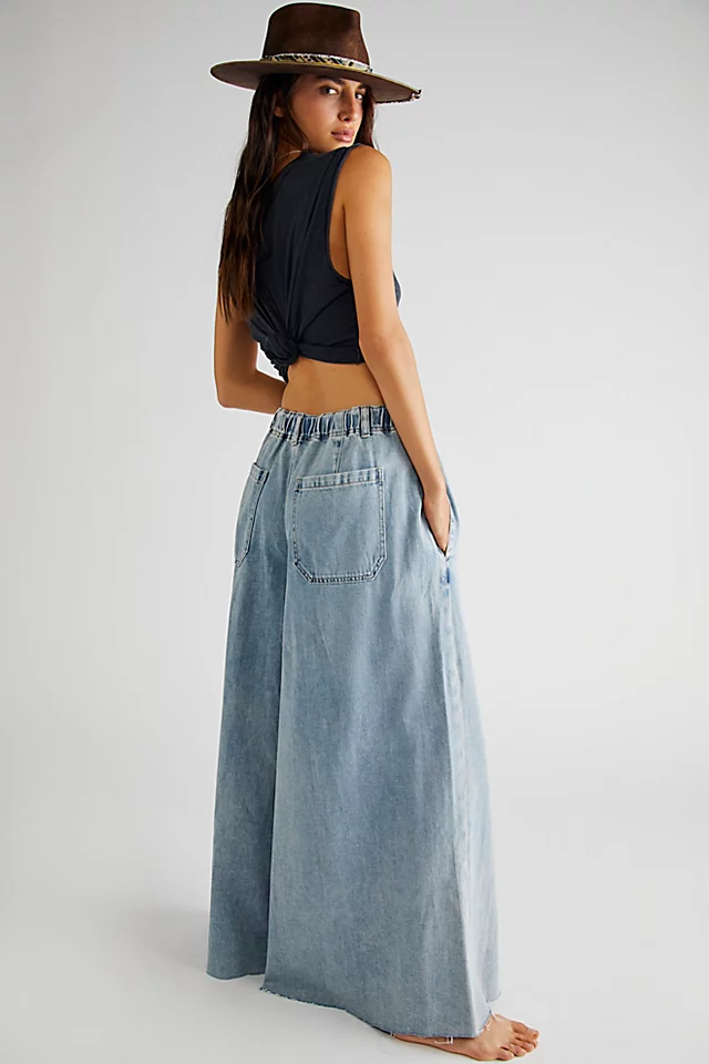 Clover Wide-Leg Solid Pants Whimsy Blue