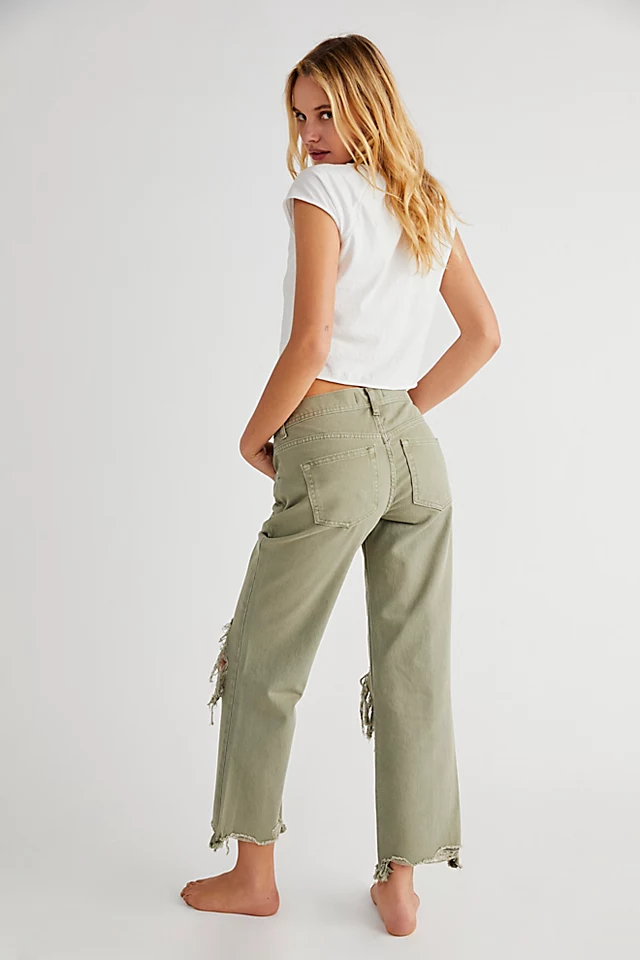 Maggie Mid-Rise Straight-Leg Jeans Moss