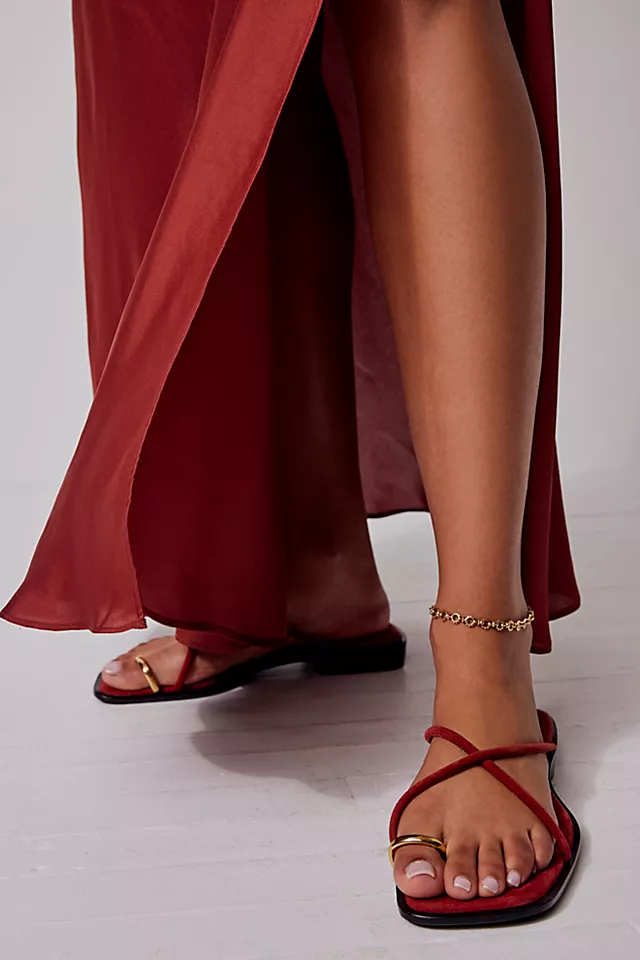 Shaea Strappy Sandals Rust Suede / Gold