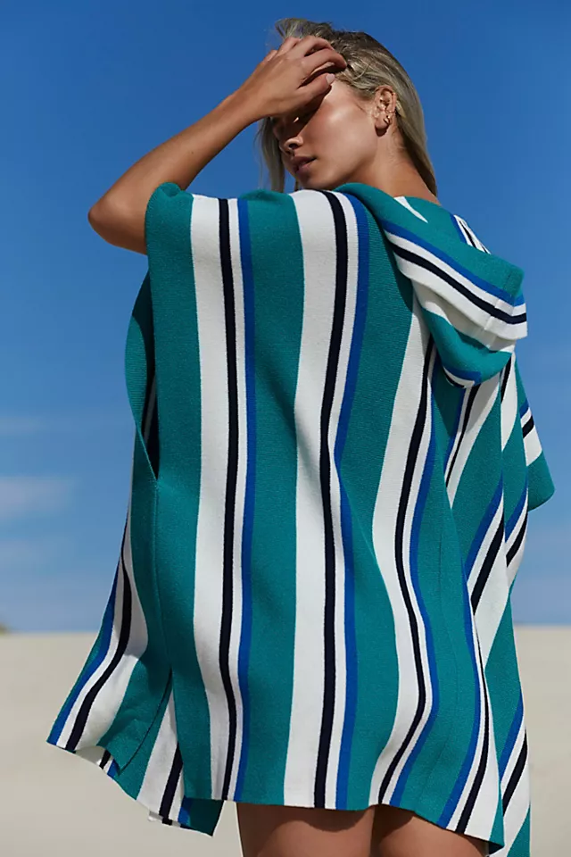 All I Need Stripe Hooded Poncho Kelly Combo