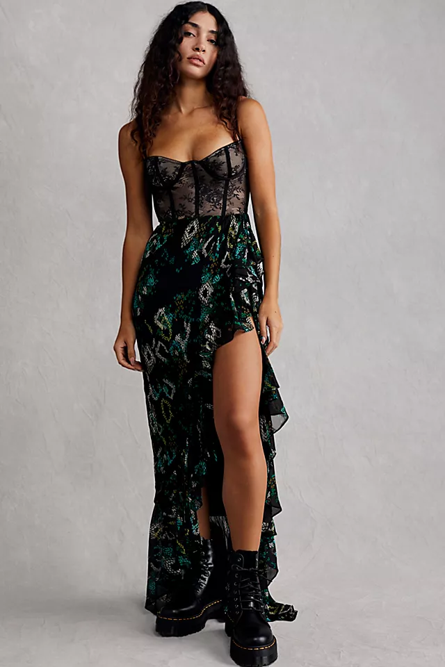 Katie May Senorita Gown Black Teal Snake