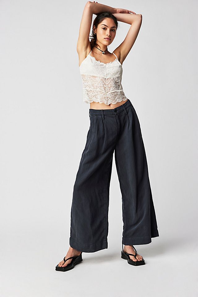 MOTHER High-Waisted Pouty Prep Trousers Navy