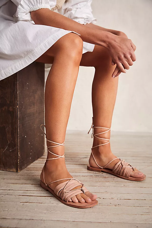 Cami Huarache Wrap Sandals Latte