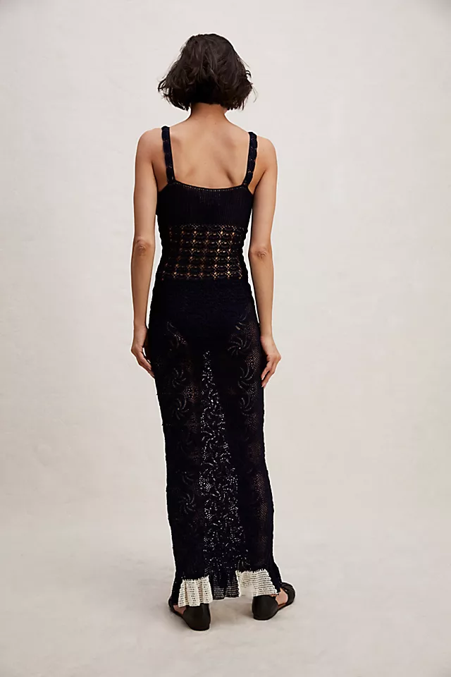 Carolina K Shell Crochet Dress Navy