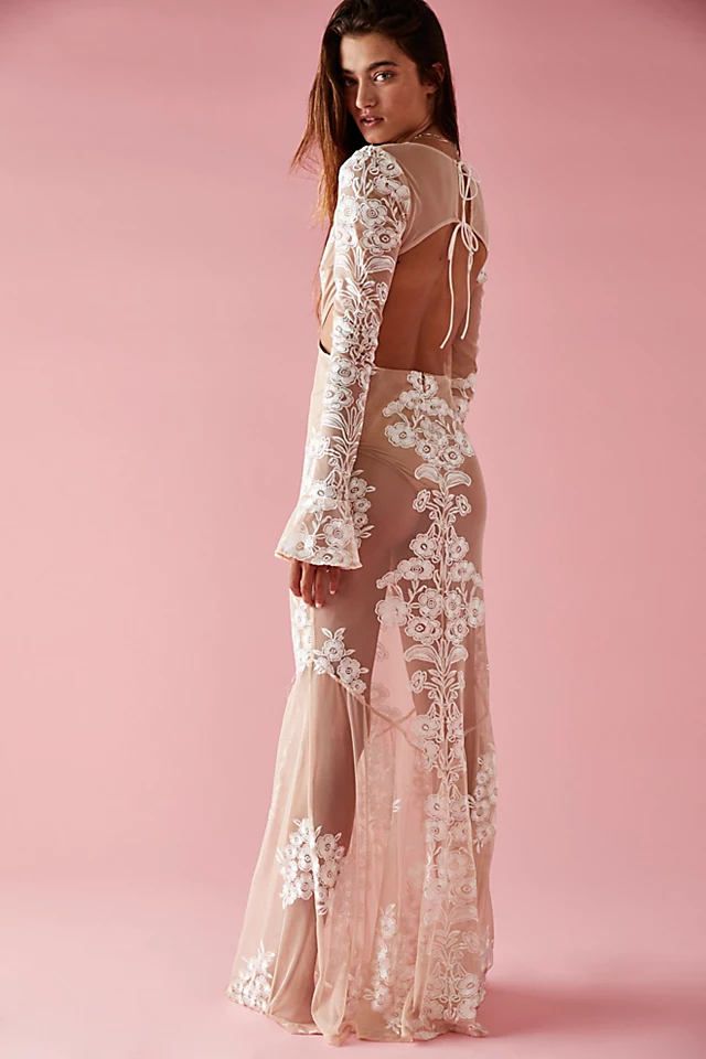 For Love & Lemons Temecula Cut Out Maxi Dress Ivory