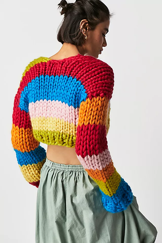 Hope Macaulay Rosalia Chunky Knit Crop Sweater Multi Combo