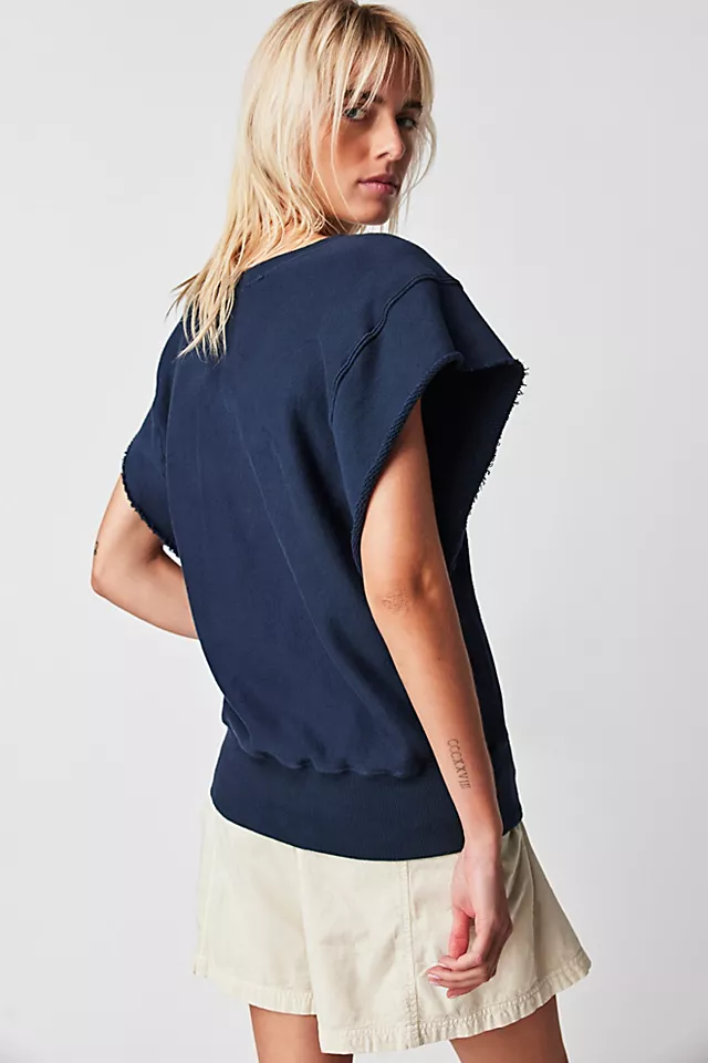 Tricia Fix USA Short Sleeve Sweatshirt Navy