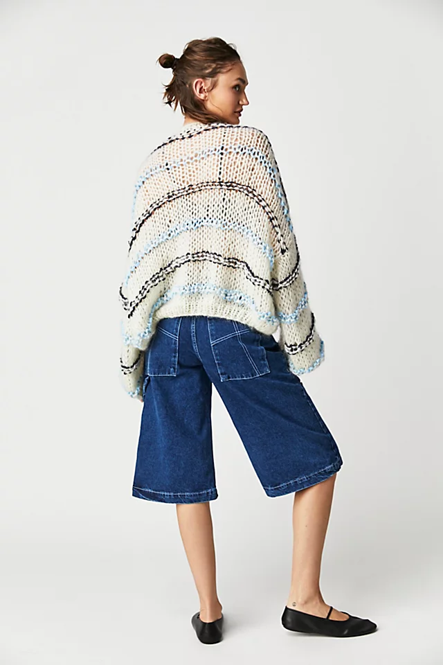 Maiami Wavy Bomber Cardi Creme / Blue