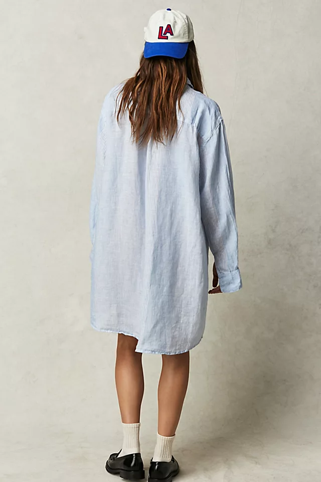 CP Shades Stripe Linen Top Blue