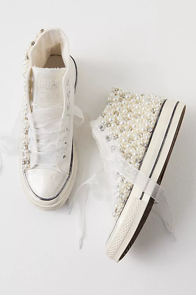 Pearl Crush Hi Top Sneakers White