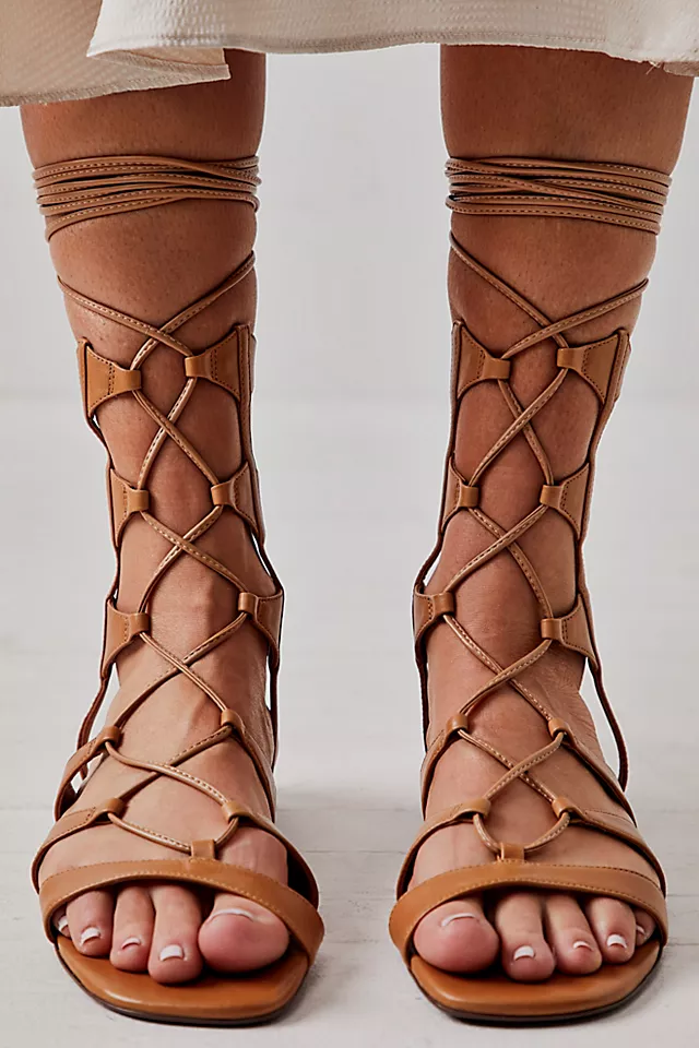 Cassia Gladiator Sandals Nude Caramel
