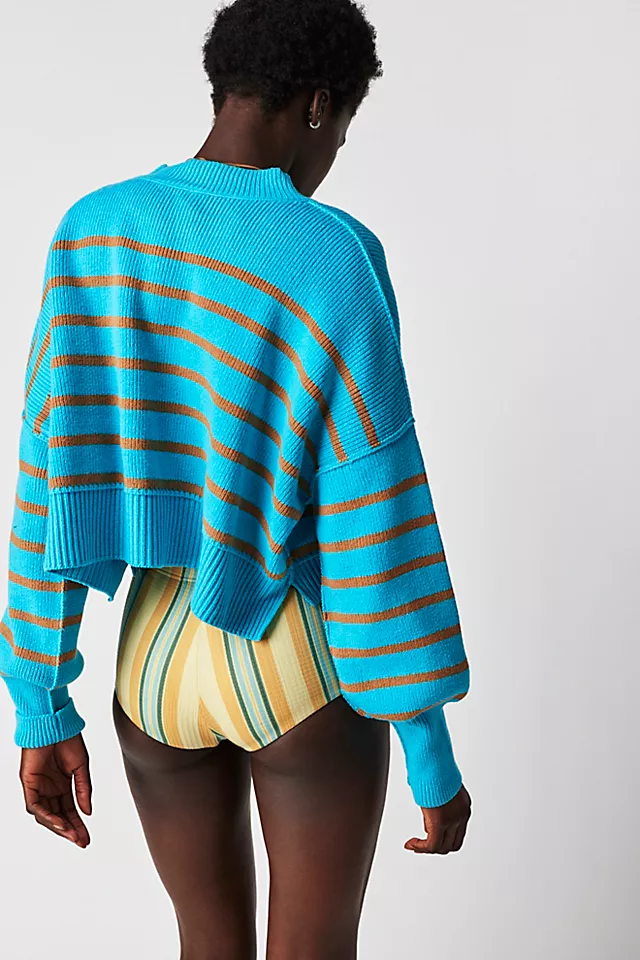 Easy Street Stripe Crop Pullover Water World Combo