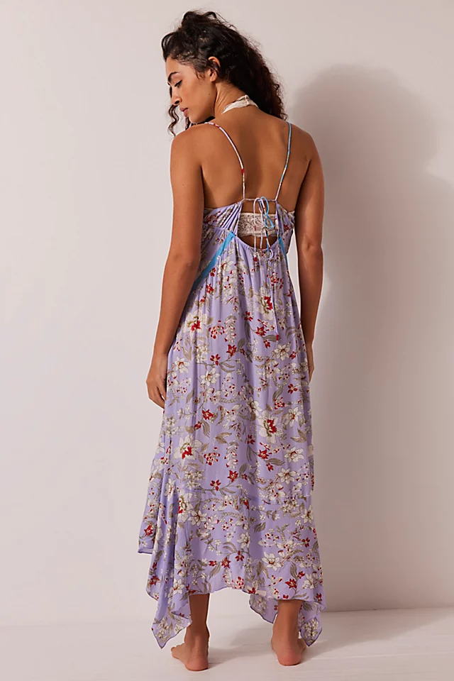 There She Goes Printed Maxi Slip Sky Blue