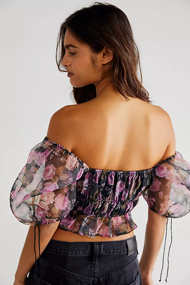 For Love & Lemons Sunshine Crop Top Black