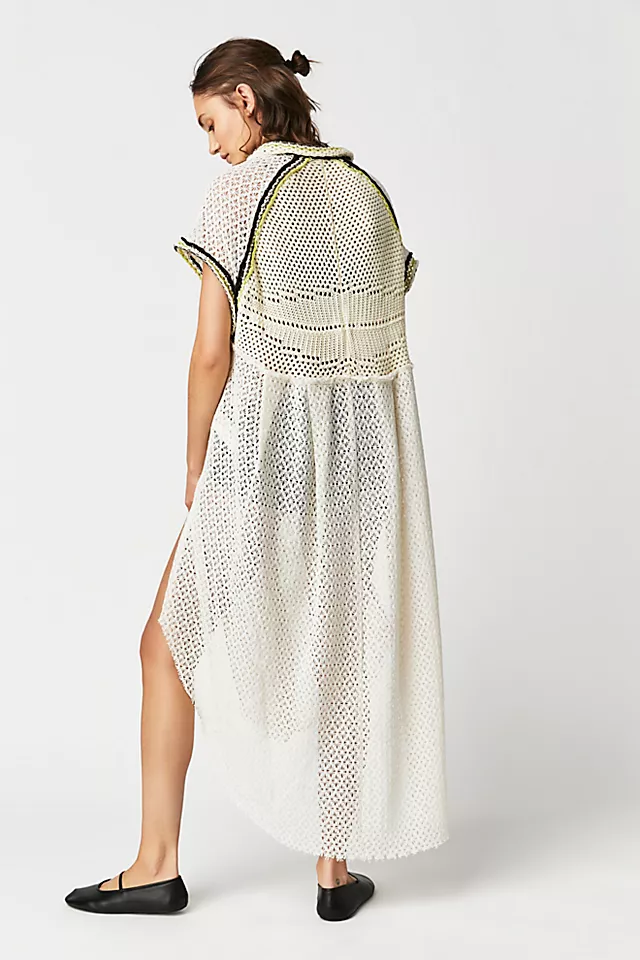 Kelly Crochet Maxi Top Ivory Combo