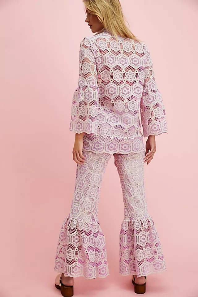 Anna Sui Mod Floral Lace Set Mauve Multi