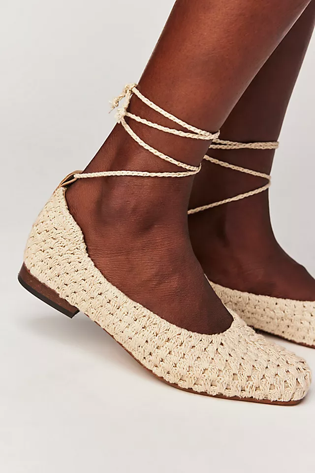 Ellie Crochet Ballet Flats Ivory
