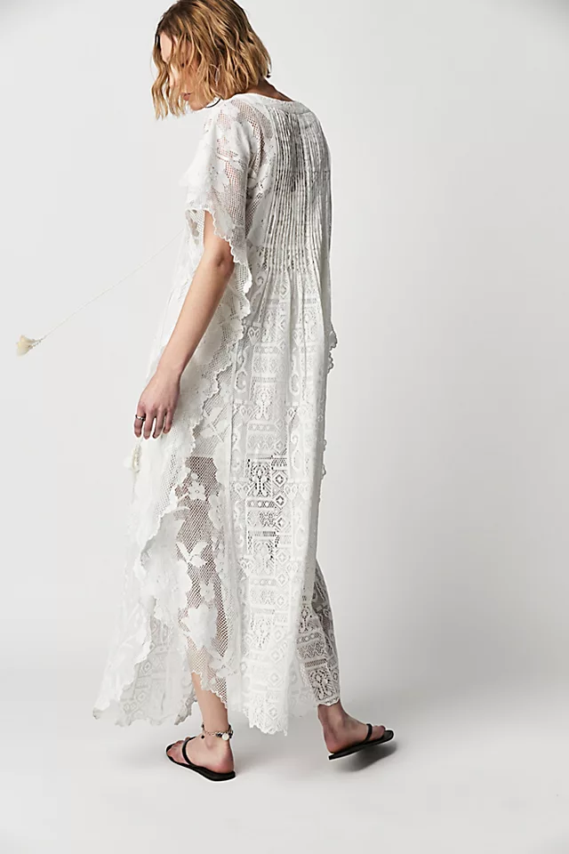 Hemant & Nandita Lace Kaftan With Slip Off White