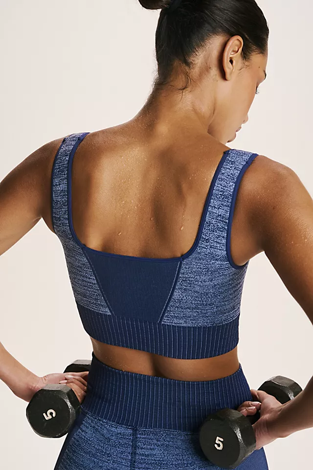 Good Karma Square-Neck Space Dye Bra Navy Combo