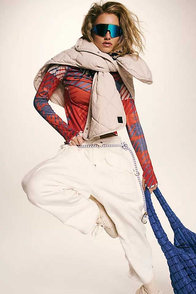 Chill Out Packable Puffer Poncho Scarf Muted Beige