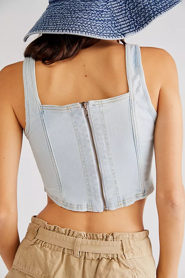 Daydream Denim Corset Top Light Indigo