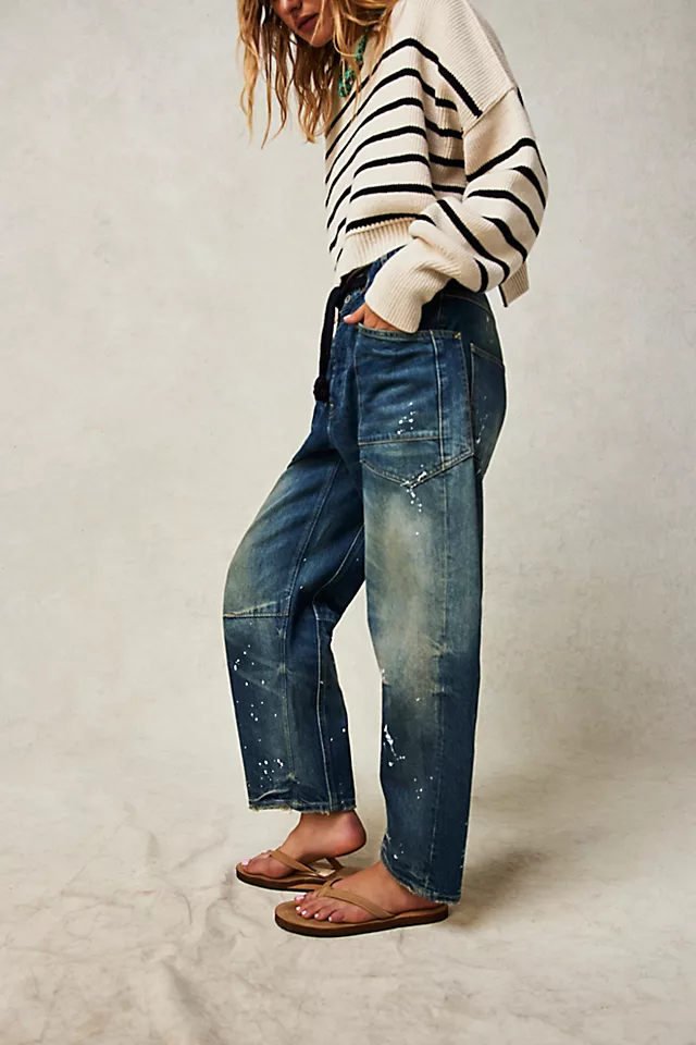Moxie Pull-On Barrel Jeans Timeless Blue