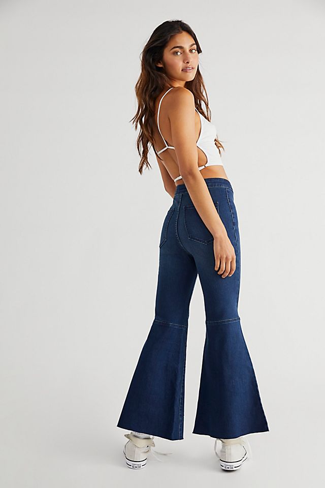 Youthquake Crop Flare Jeans Rich Blue