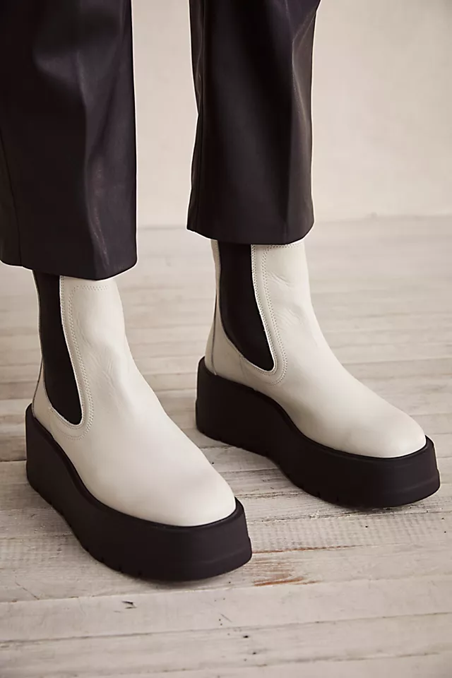 Imogen Platform Chelsea Boots White